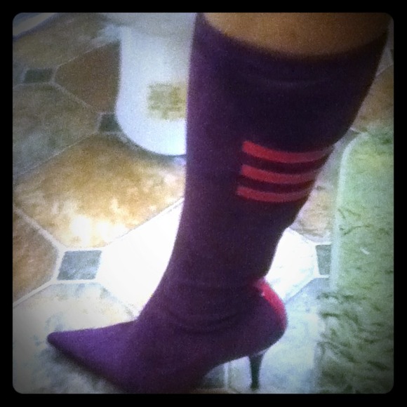 Stylish purple & pink stretch boots