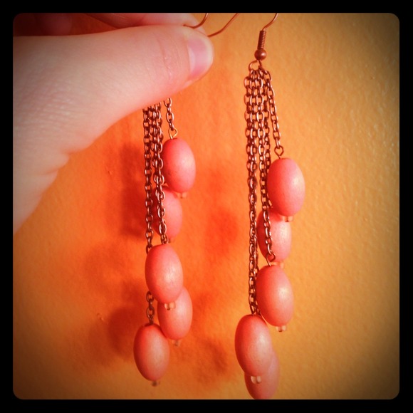Coral olive earrings