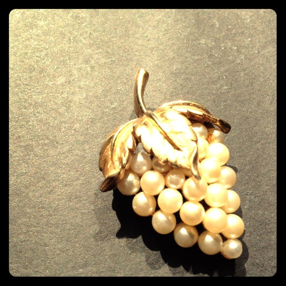 Crown Trifari faux pearl pin