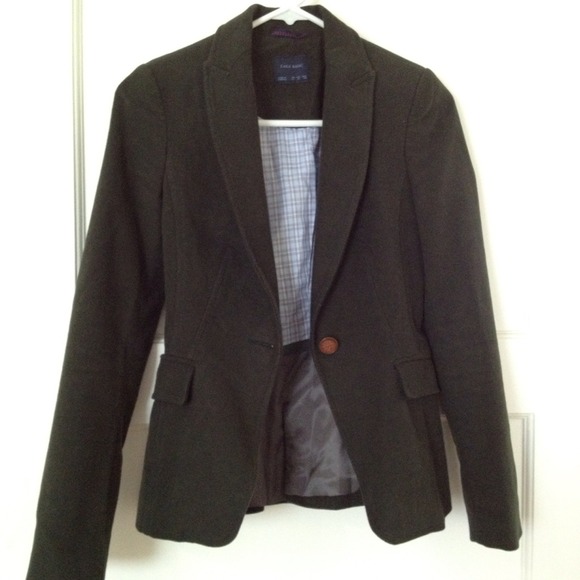 Zara basic military green suede blazer