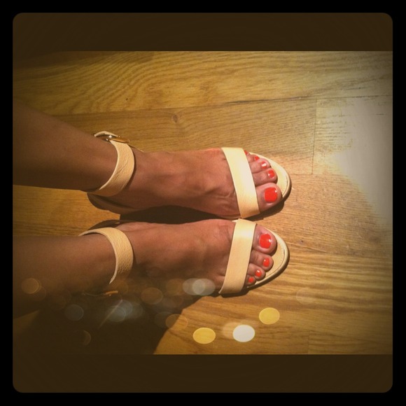 J. Crew Shoes - Tan Rose Ankle-Wrap Heels