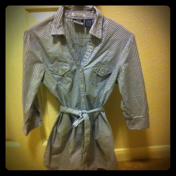 Blue and white striped shirt