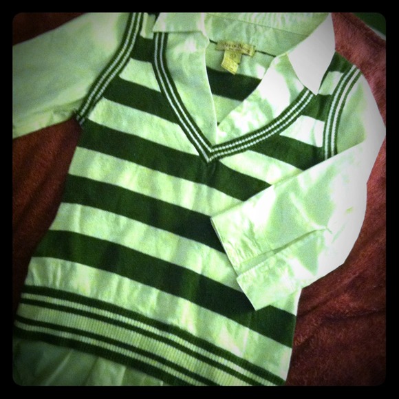 SOLD!!!Faux sweater vest with white 3/4 sleeve top