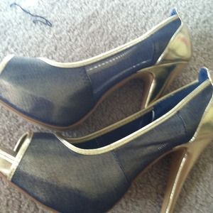 Mesh blue & gold qupid heels got from justfabulous