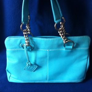 Turquoise Leather Anne Klein Shoulder Bag
