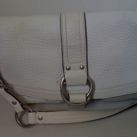 Coach white leather shoulder carry purse