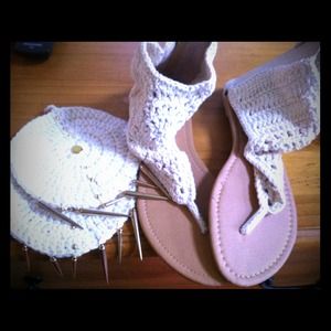 Matching crochet earrings and sandals