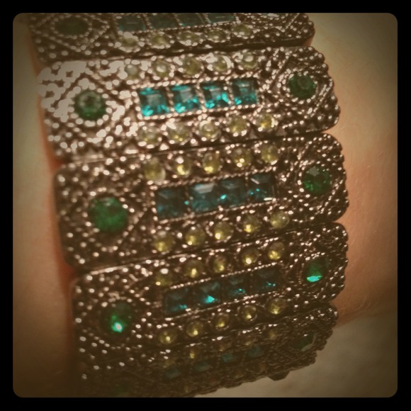 Marcasite, yellow and emerald bracelet