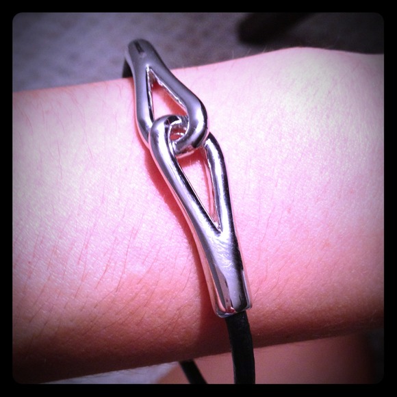 Leather and silver bracelet