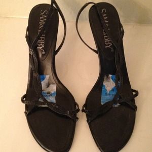 Sam and Libby sequin black strappy heels