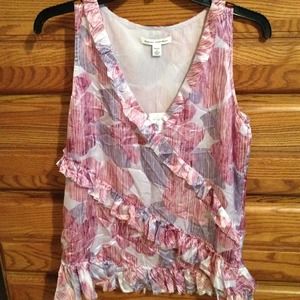 Blush and liliac ruffle silk sleeveless.