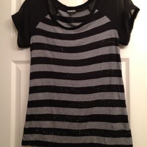 Grey/blckstripe w mesh s/s & embellishments.