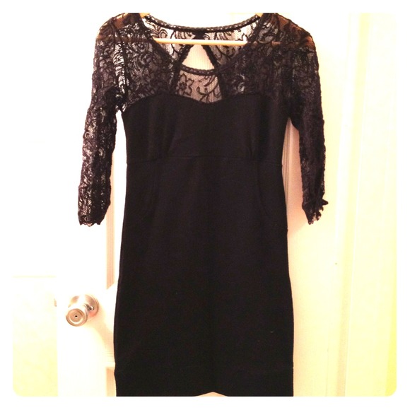 Lace top black mini dress!