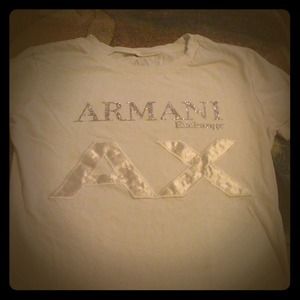 Armani exchange xs- t-shirt, white with silver