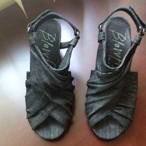 Reserved Size 8 Blow Fish black denim wedges