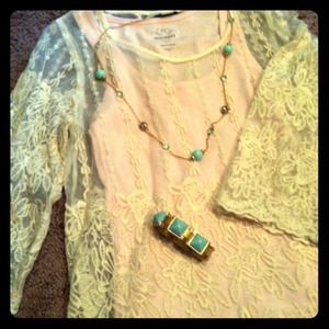 SOLD Cream lace F21 top and pale pink tank top