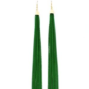Green Tassel Drop Earrings