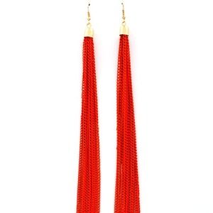 Red Tassel Drop Earrings