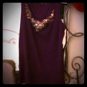 Tank top with embellishments at collar