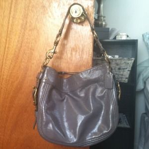Patent gray Coach shoulder bag