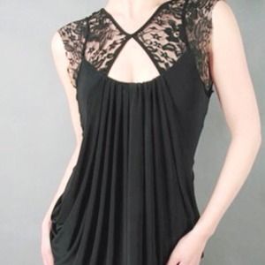 Lace Inset Draped Dress