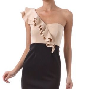 Two Tone Asymmetrical Ruffle Dress