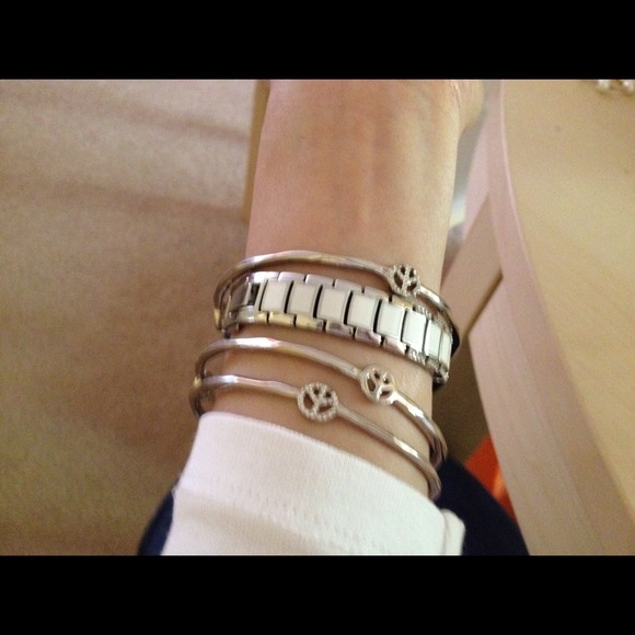 Silver Bangles with mini peace studs