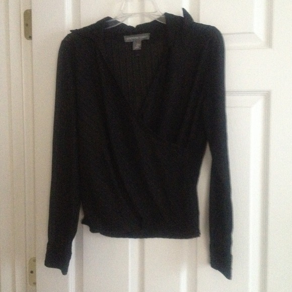 Shear black on black top. Crosses in the front