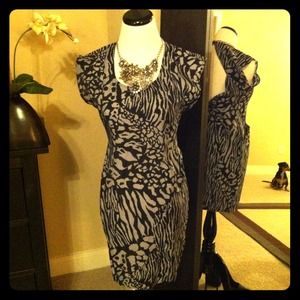 Sexy animal print dress - backless
