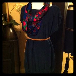 RESERVED- 100% Silk, Navy blue frock/blouse