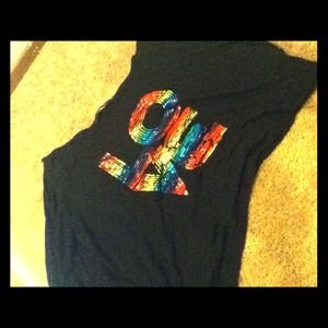 Rainbow love crop top off the shoulder top