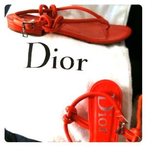 RESERVED❌Christian Dior flat orange sandals.