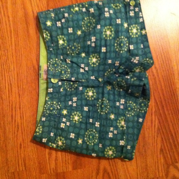 Floral teal and yellow shorts