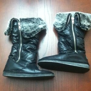 Black Faux Fur Boots