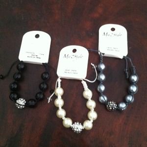 Trade MVBREE 3 Faux Pearl Bracelets