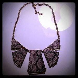 Snake print geometric necklace