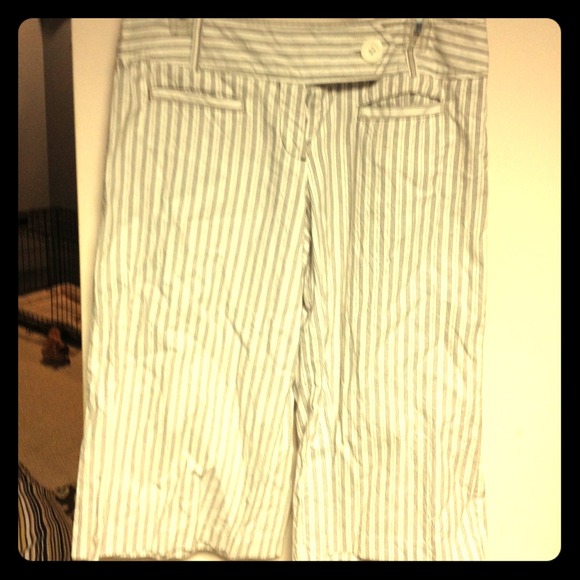 Brown and white striped capris