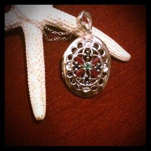 Ruby, Emerald and Sapphire Sterling Silver Locket