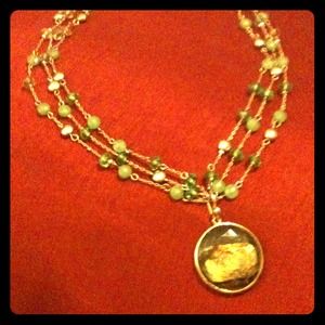 3 Tiered Glass Beaded Necklace with pendant