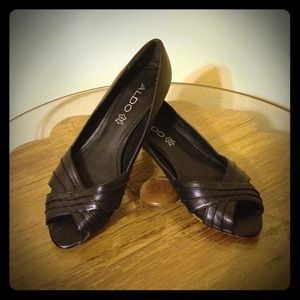 Black shoes with very small heal