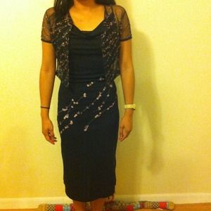 Cocktail dress with classy shoulder wrap