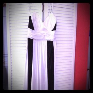 Long black and white gown