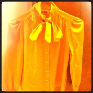 Vintage thrifted chiffon like yellow top. Small.