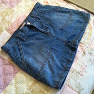 Victoria Stewart denim stretch mini skirt