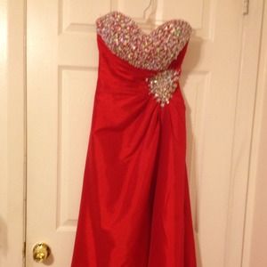 Cassandra Stone red prom dress