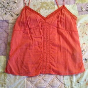 Zara coral cotton top with beads and embroidery