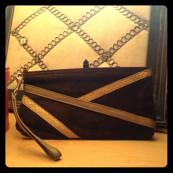 One of a kind brown clutch