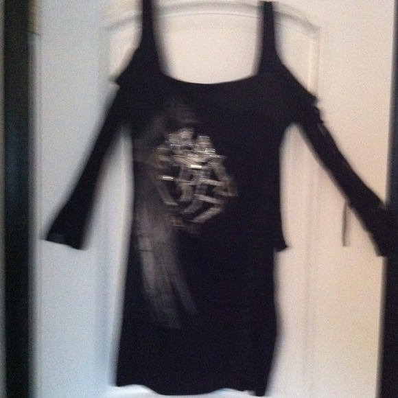 Cold shoulder black dress