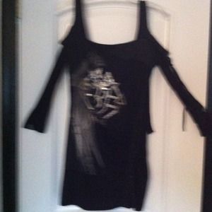 Cold shoulder black dress