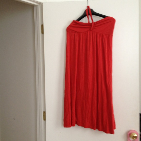DKNY Jeans Red Halter Maxi Dress NWT